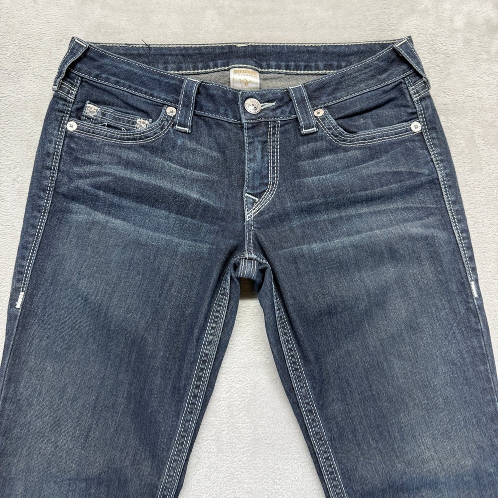 True Religion Jeans Women 30 Section Straight Petite Dark Wash Denim Embroidered - Picture 4 of 15